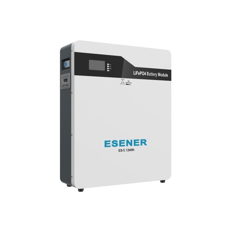 Esener 51.2V 100Ah 5.12kWh LiFePo4 Lithium Wall Mounted Battery (includes mounting bracket)