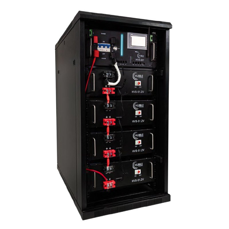 HUBBLE HV-204 High Voltage Battery Rack - 204V / 20.4KW (4 Packs of 16 Cell LiFePO4 Batteries)